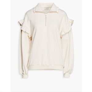Cami NYC Margaret ruffle-trimmed  Pearl Zipper French cotton-terry sweater